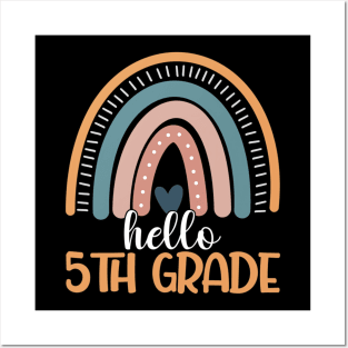 Rainbow Hello Fifth Grade Back To School 5th Grade Teacher Posters and Art